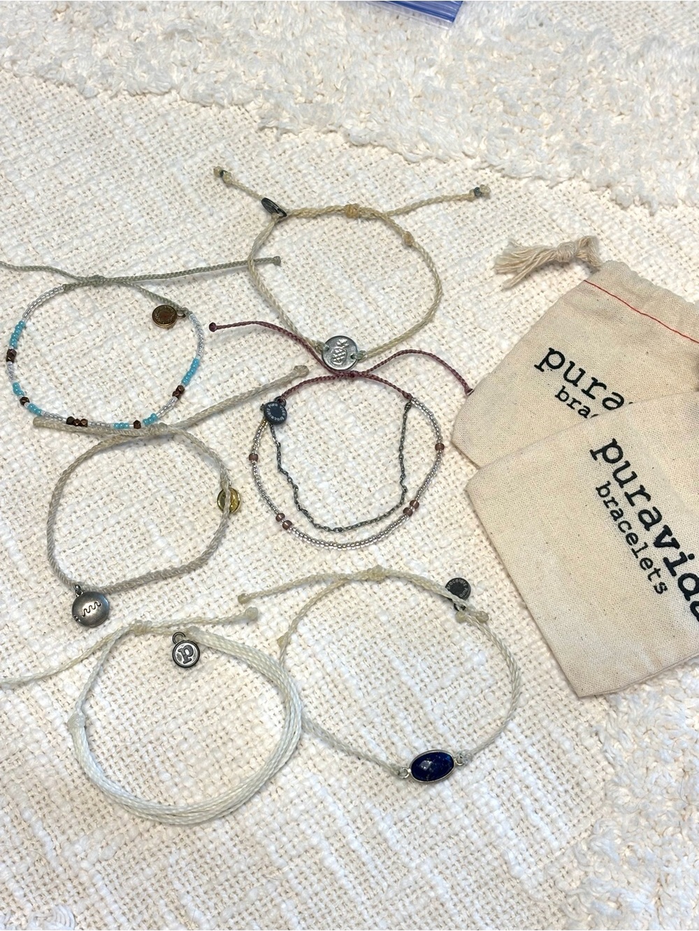 Pura Vida Stackable Bracelet Set (6 Bracelets and 2 Dust Bags)